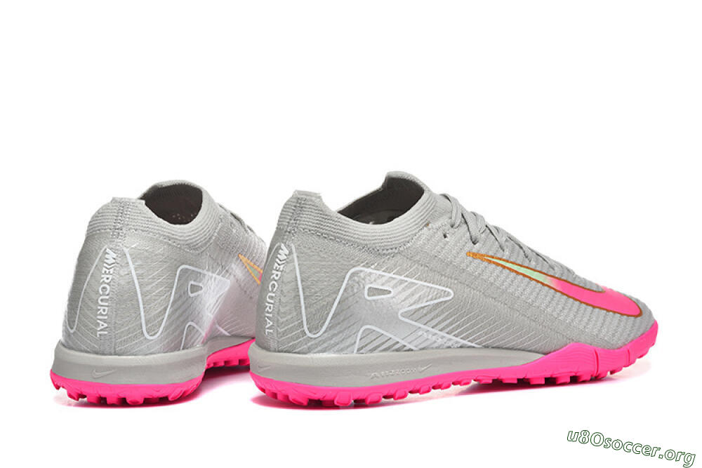 Nike Air Zoom Mercurial Vapor 16 Elite TF Football Shoes - Gray/Vibrant Pink/Metallic Gold 9