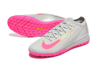 Nike Air Zoom Mercurial Vapor 16 Elite TF Football Shoes - Gray/Vibrant Pink/Metallic Gold