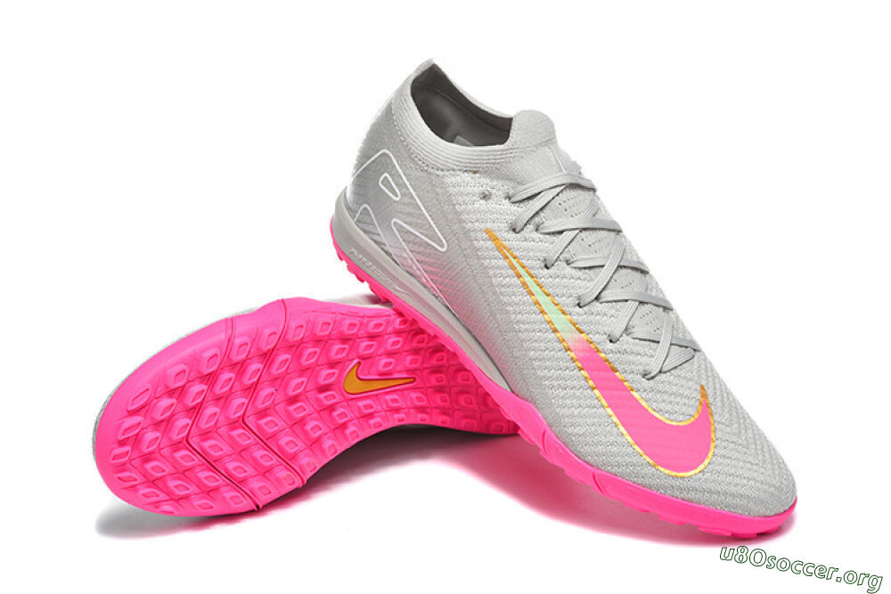 Nike Air Zoom Mercurial Vapor 16 Elite TF Football Shoes - Gray/Vibrant Pink/Metallic Gold 4