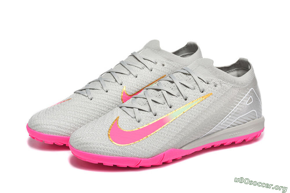 Nike Air Zoom Mercurial Vapor 16 Elite TF Football Shoes - Gray/Vibrant Pink/Metallic Gold 5