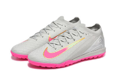 Nike Air Zoom Mercurial Vapor 16 Elite TF Football Shoes - Gray/Vibrant Pink/Metallic Gold