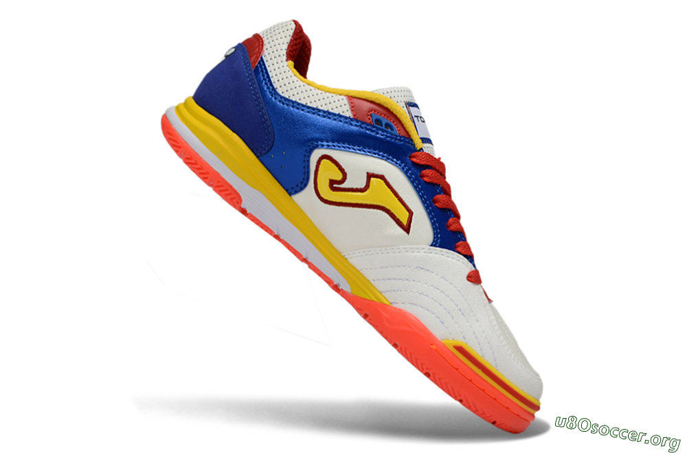 Joma Top Flex IC Football Shoes - White/Royal Blue/Fiery Red 4