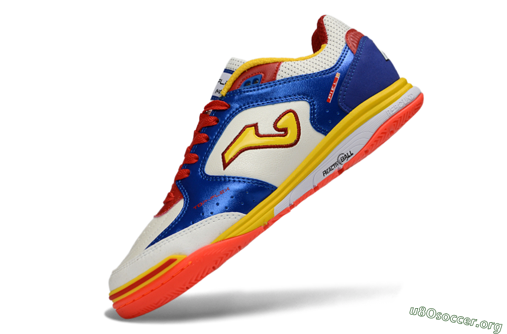 Joma Top Flex IC Football Shoes - White/Royal Blue/Fiery Red 5