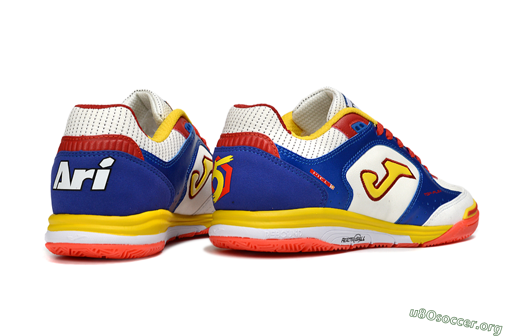 Joma Top Flex IC Football Shoes - White/Royal Blue/Fiery Red 6