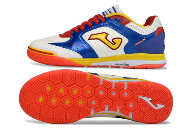 Joma Top Flex IC Football Shoes - White/Royal Blue/Fiery Red