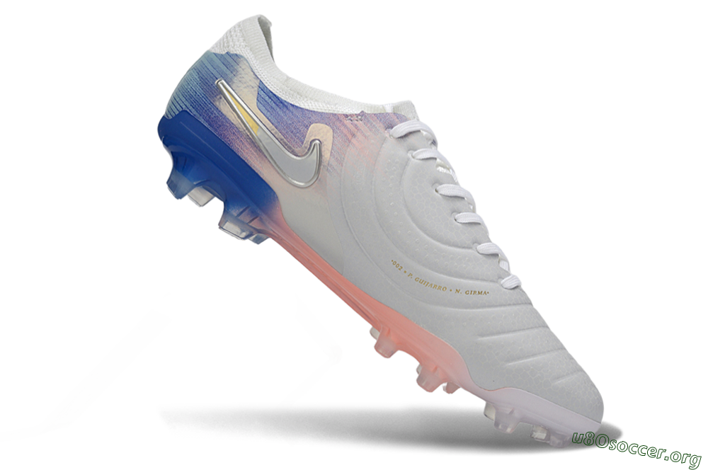Nike Tiempo Legend 10 Elite FG Football Boots - White/Coral Pink/Deep Blue 4