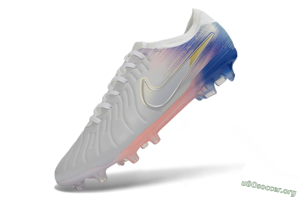 Nike Tiempo Legend 10 Elite FG Football Boots - White/Coral Pink/Deep Blue 5