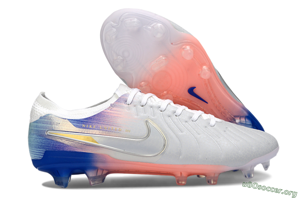 Nike Tiempo Legend 10 Elite FG Football Boots - White/Coral Pink/Deep Blue 2