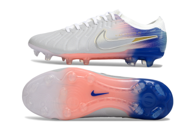 Nike Tiempo Legend 10 Elite FG Football Boots - White/Coral Pink/Deep Blue