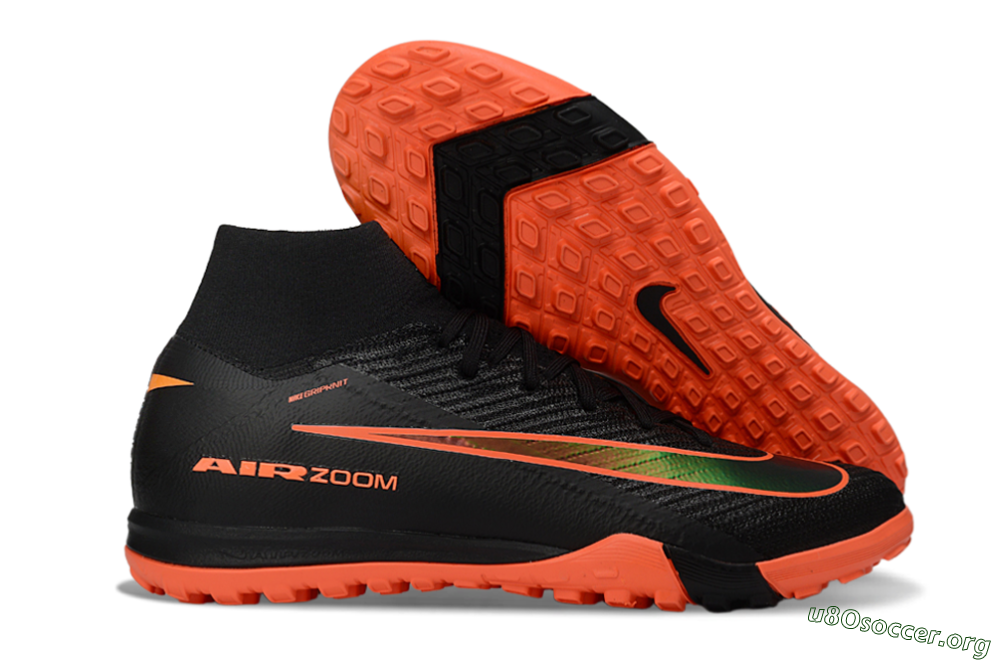 Nike Air Zoom Mercurial Superfly 10 Elite TF Football Shoes - Black/Electric Orange/Neon Green 2