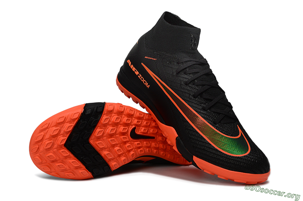 Nike Air Zoom Mercurial Superfly 10 Elite TF Football Shoes - Black/Electric Orange/Neon Green 1