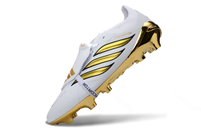 Adidas Predator 26 Elite Fold-Over Tongue FG Football Boots - White/Elegant Gold/Classic Black