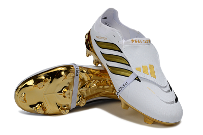 Adidas Predator 26 Elite Fold-Over Tongue FG Football Boots - White/Elegant Gold/Classic Black