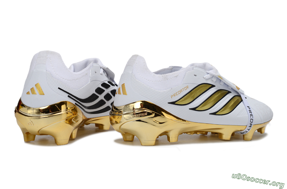 Adidas Predator 26 Elite Fold-Over Tongue FG Football Boots - White/Elegant Gold/Classic Black 6