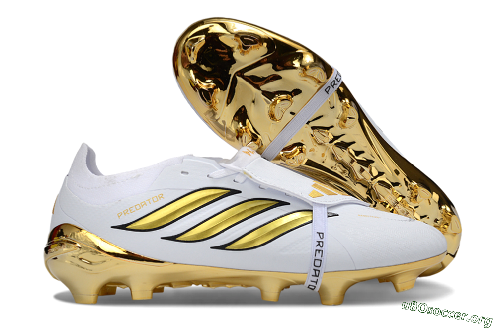 Adidas Predator 26 Elite Fold-Over Tongue FG Football Boots - White/Elegant Gold/Classic Black 2