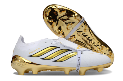 Adidas Predator 26 Elite Fold-Over Tongue FG Football Boots - White/Elegant Gold/Classic Black