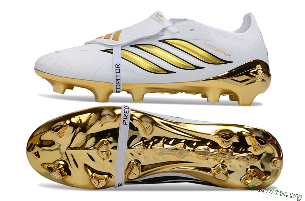 Adidas Predator 26 Elite Fold-Over Tongue FG Football Boots - White/Elegant Gold/Classic Black 1