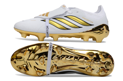 Adidas Predator 26 Elite Fold-Over Tongue FG Football Boots - White/Elegant Gold/Classic Black