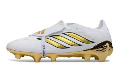 Adidas Predator 26 Elite Fold-Over Tongue FG Football Boots - White/Elegant Gold/Classic Black