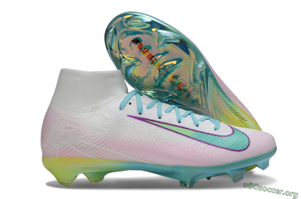 Nike Air Zoom Mercurial Superfly 10 Elite FG Football Boots - White/Iridescent Blue/Pink Glow 2