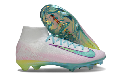 Nike Air Zoom Mercurial Superfly 10 Elite FG Football Boots - White/Iridescent Blue/Pink Glow