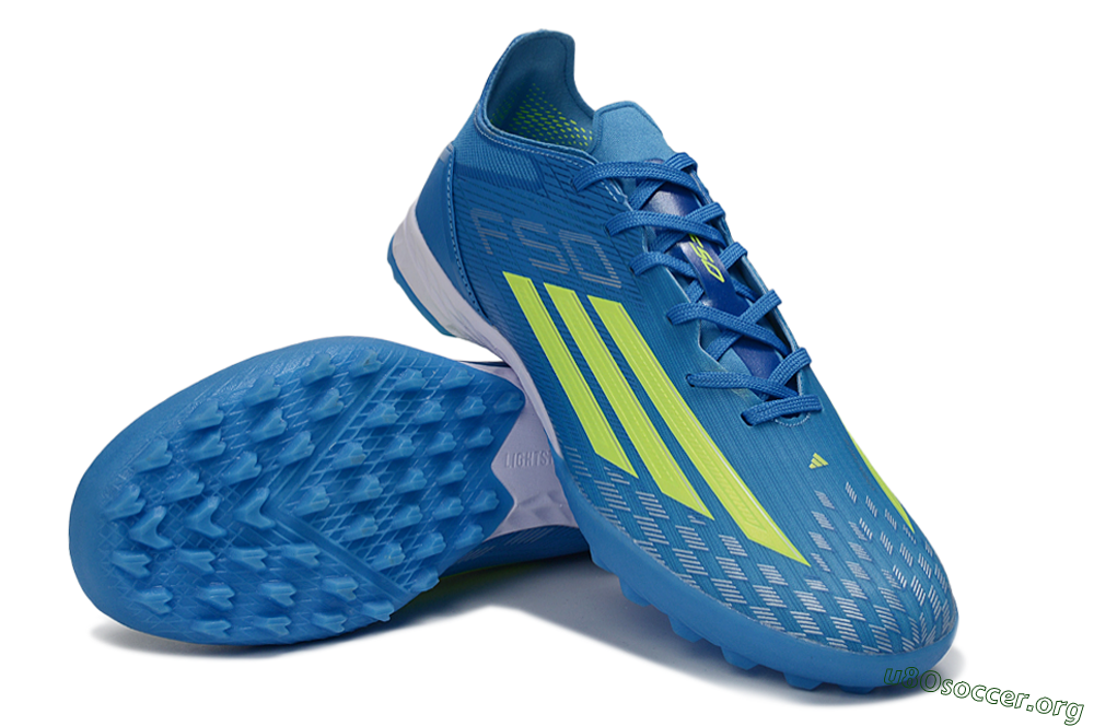 Adidas F50 Pro TF Football Shoes - Blue/Electric Blue/Neon Yellow 0
