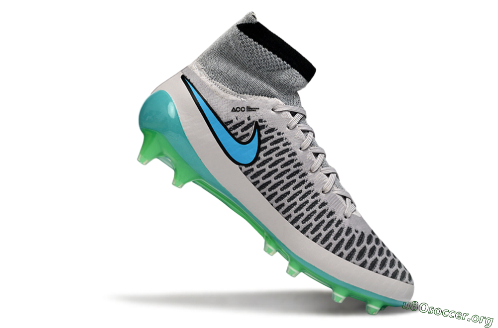 Nike Magista Obra FG Football Boots - Grey/Aqua Blue/Luminous Green 4
