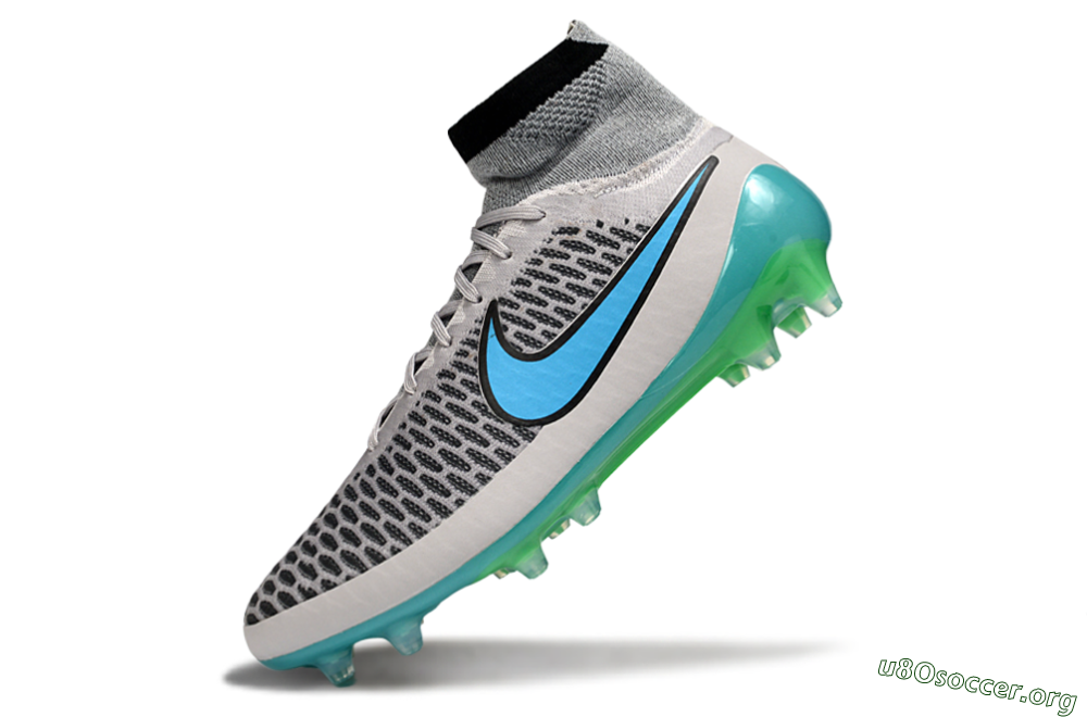 Nike Magista Obra FG Football Boots - Grey/Aqua Blue/Luminous Green 5