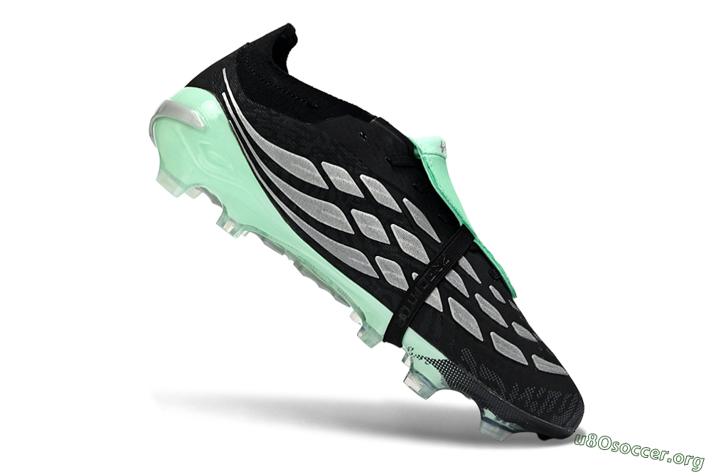 Adidas Predator 26 Elite Fold-Over Tongue FG Football Boots - Black/Mint Green/Metallic Silver 4