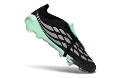 Adidas Predator 26 Elite Fold-Over Tongue FG Football Boots - Black/Mint Green/Metallic Silver