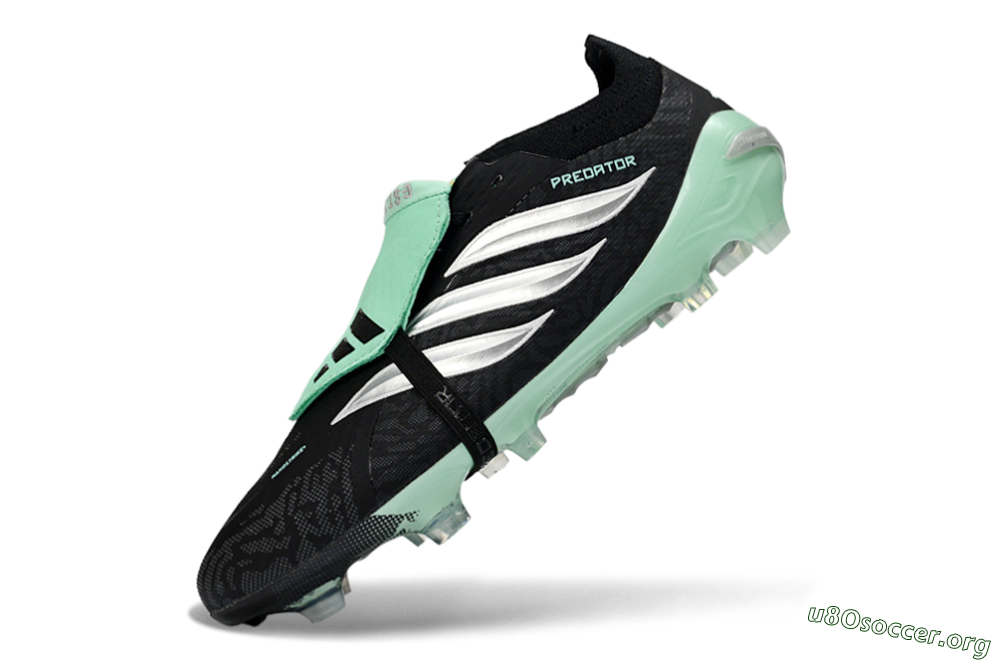 Adidas Predator 26 Elite Fold-Over Tongue FG Football Boots - Black/Mint Green/Metallic Silver 5