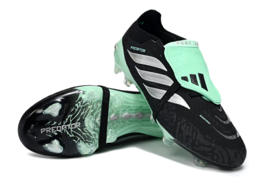 Adidas Predator 26 Elite Fold-Over Tongue FG Football Boots - Black/Mint Green/Metallic Silver