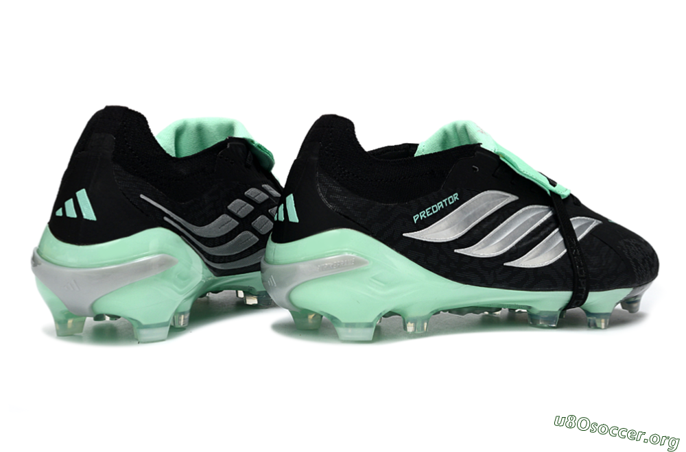 Adidas Predator 26 Elite Fold-Over Tongue FG Football Boots - Black/Mint Green/Metallic Silver 6