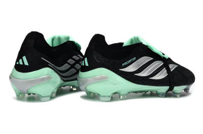 Adidas Predator 26 Elite Fold-Over Tongue FG Football Boots - Black/Mint Green/Metallic Silver