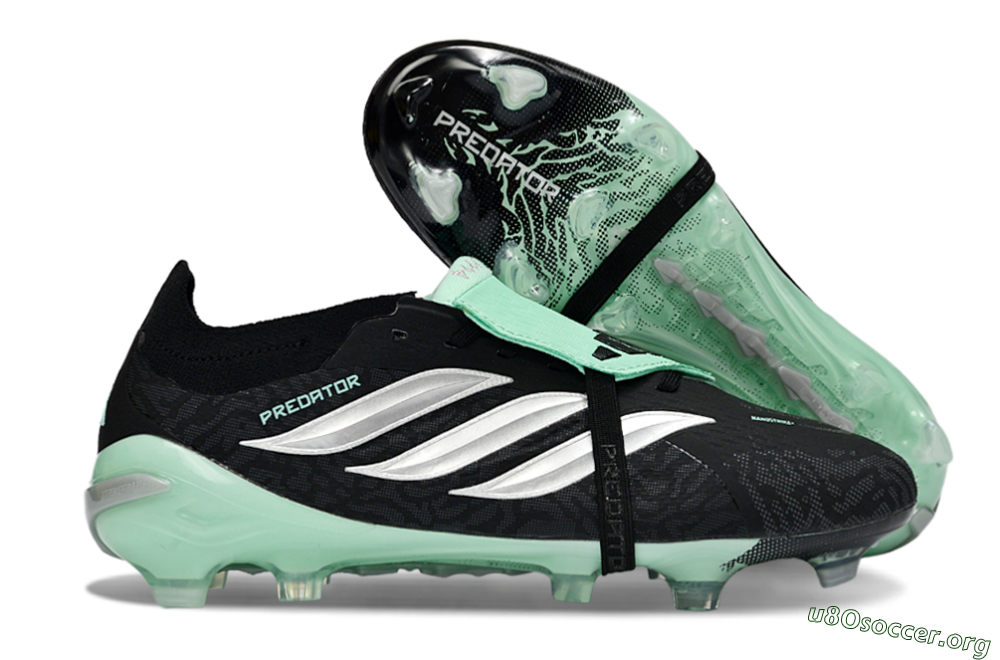 Adidas Predator 26 Elite Fold-Over Tongue FG Football Boots - Black/Mint Green/Metallic Silver 2