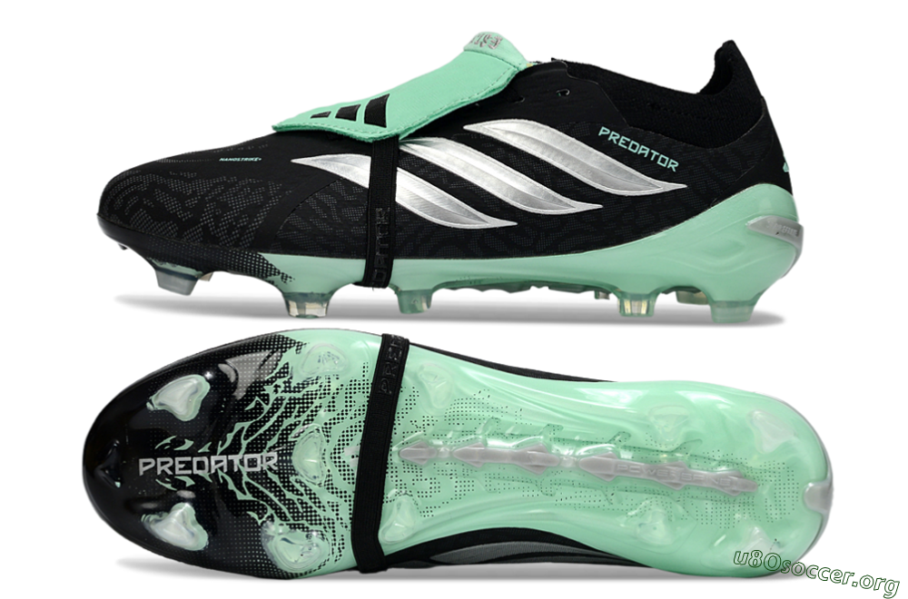 Adidas Predator 26 Elite Fold-Over Tongue FG Football Boots - Black/Mint Green/Metallic Silver 1