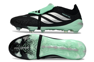 Adidas Predator 26 Elite Fold-Over Tongue FG Football Boots - Black/Mint Green/Metallic Silver