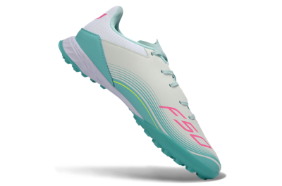 Messi x Adidas F50 Pro TF Football Shoes - Aqua/Coral Pink/Light Green