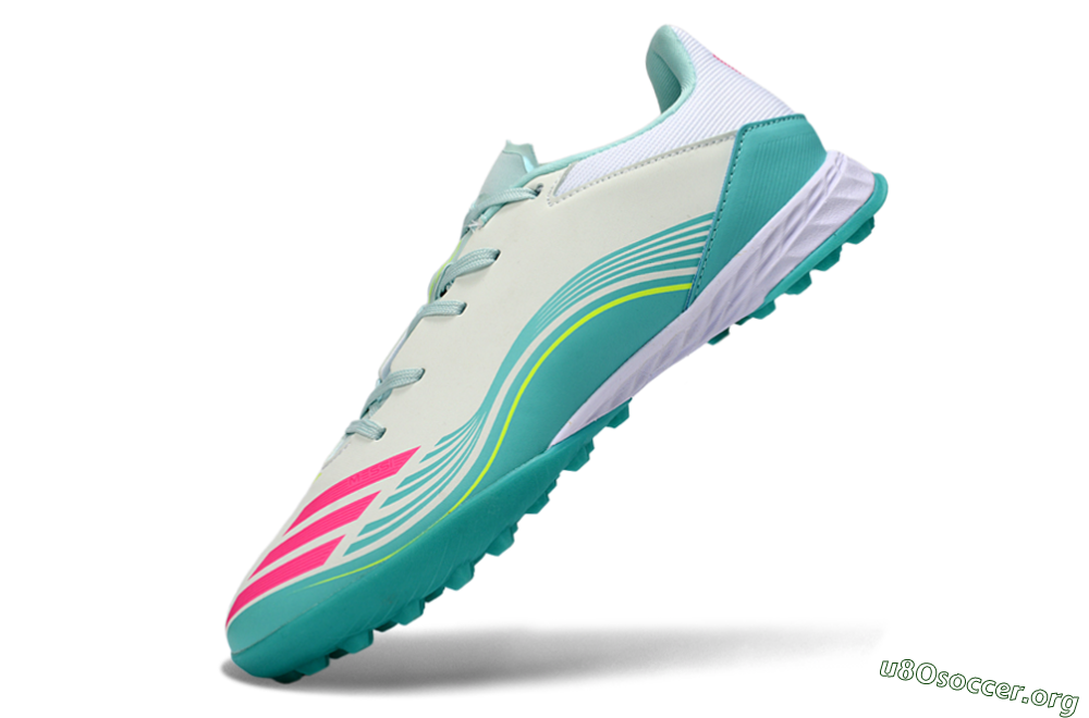 Messi x Adidas F50 Pro TF Football Shoes - Aqua/Coral Pink/Light Green 5