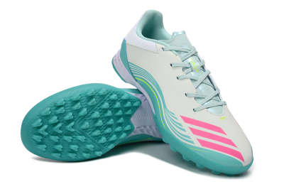 Messi x Adidas F50 Pro TF Football Shoes - Aqua/Coral Pink/Light Green