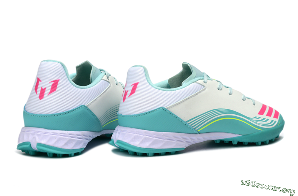 Messi x Adidas F50 Pro TF Football Shoes - Aqua/Coral Pink/Light Green 6