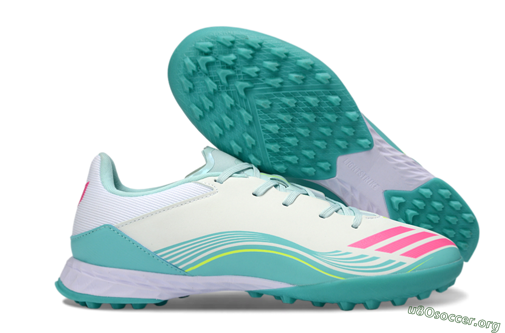 Messi x Adidas F50 Pro TF Football Shoes - Aqua/Coral Pink/Light Green 2