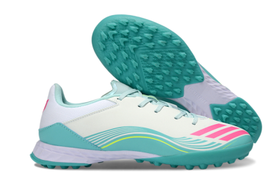 Messi x Adidas F50 Pro TF Football Shoes - Aqua/Coral Pink/Light Green