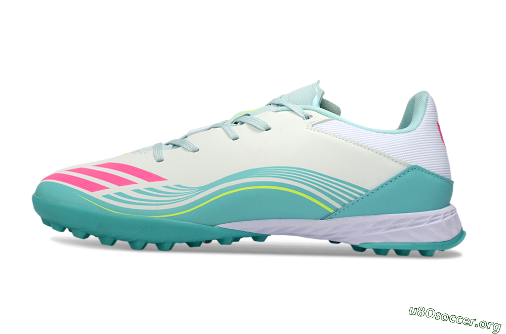 Messi x Adidas F50 Pro TF Football Shoes - Aqua/Coral Pink/Light Green 3