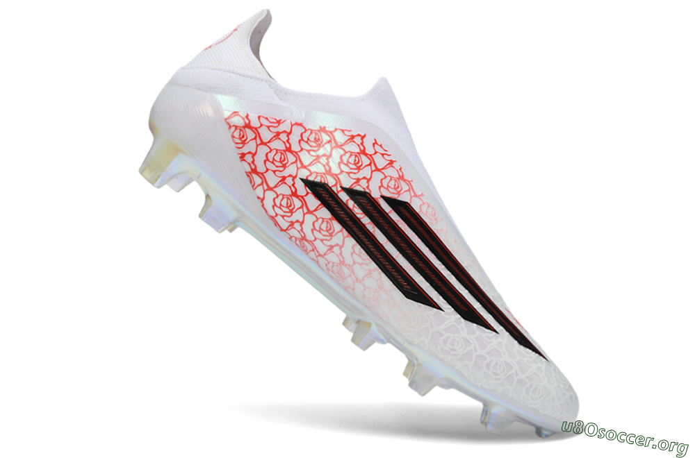 Adidas F50 Elite Laceless FG Football Boots - White/Scarlet Roses/Iridescent Sole 4