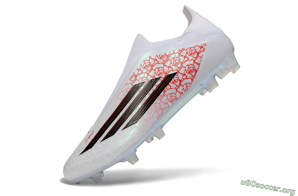 Adidas F50 Elite Laceless FG Football Boots - White/Scarlet Roses/Iridescent Sole 5