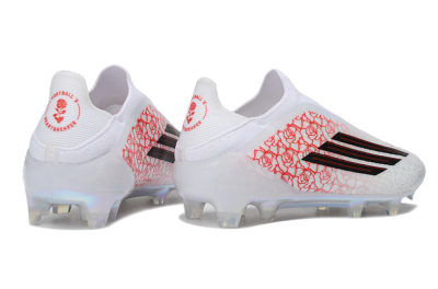 Adidas F50 Elite Laceless FG Football Boots - White/Scarlet Roses/Iridescent Sole