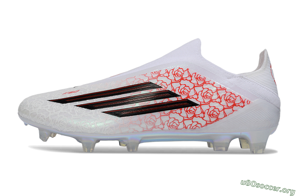 Adidas F50 Elite Laceless FG Football Boots - White/Scarlet Roses/Iridescent Sole 3