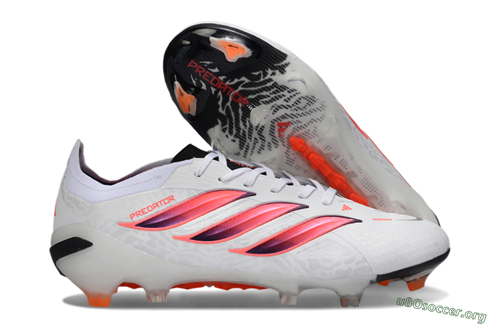 Adidas Predator 26 Elite FG Football Boots - White/Vibrant Pink/Orange Flash 2