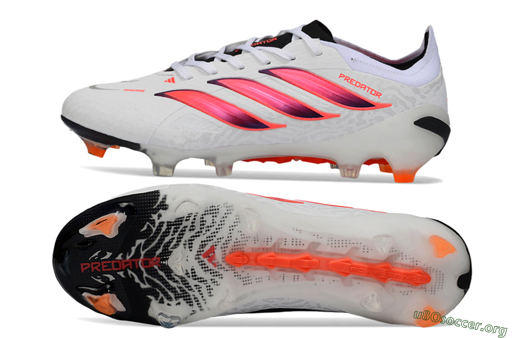 Adidas Predator 26 Elite FG Football Boots - White/Vibrant Pink/Orange Flash 1